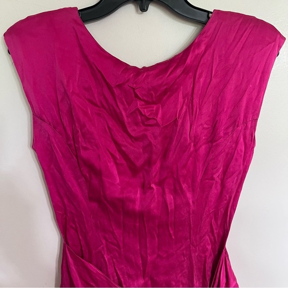 Vintage Mary Jo Bruno Pink 100%‎ Silk Knee Length Drape Dress Size 4 - Picture 4 of 13